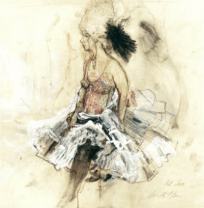 Esboço de uma dança com penas de Ute Rathmann
