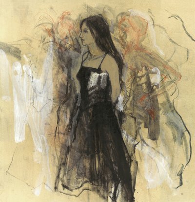 Mulher pensativa de preto de Ute Rathmann