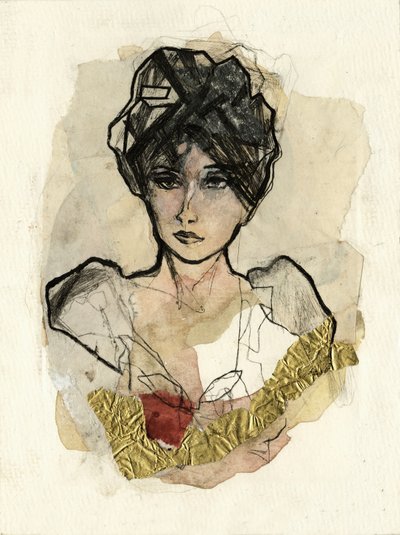 Mulher pensativa com ouro de Ute Rathmann