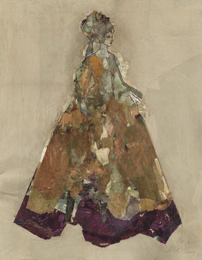 Senhora majestosa com vestido em colagem de Ute Rathmann