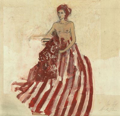 Nu sentado com saia vermelha de Ute Rathmann