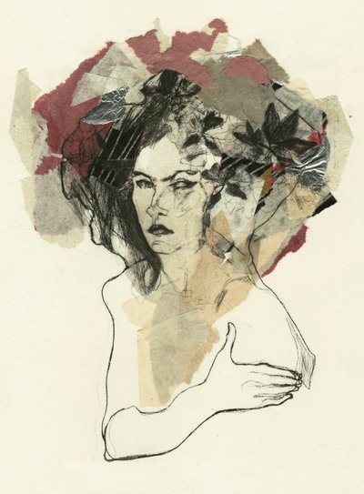 Colagem «Mulher Pensativa» de Ute Rathmann