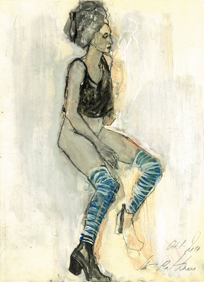 Mulher de meias azuis de Ute Rathmann