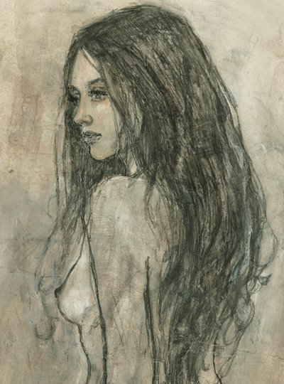 Mulher com cabelo comprido e esvoaçante de Ute Rathmann