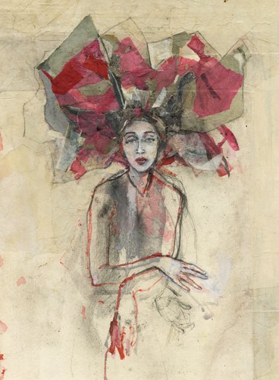 Mulher com um cocar vermelho de Ute Rathmann