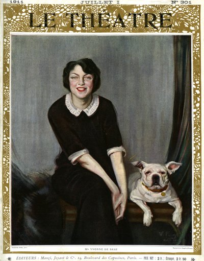 Yvonne De Bray, retrato com cão de V. (after) Puig