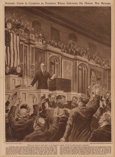 O Presidente dos EUA, Woodrow Wilson, pede ao Congresso que declare guerra à Alemanha de V. Perard