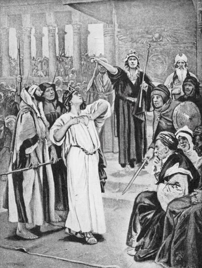 Atalia ouve a proclamação de Joás, 837 a.C. (litografia) de Vaclav (1851 1901) (after) Brozik