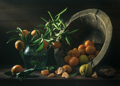 Natureza morta rústica com tangerinas de Vadim Kulinsky