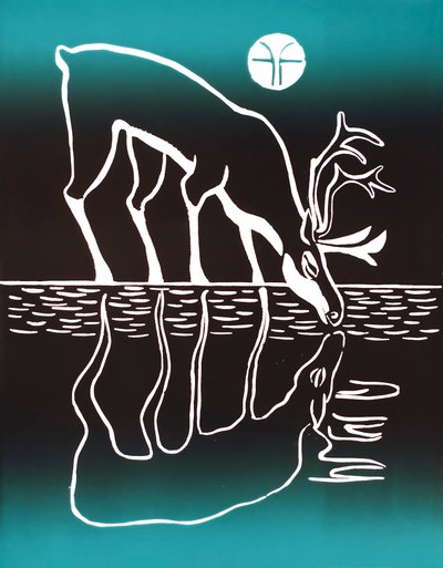 Drinking Caribou, 2018 (tinta sobre papel) de Vadym Vaskovsky
