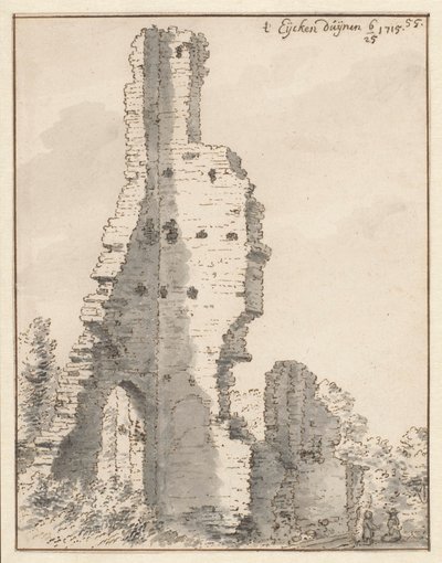 A ruína da Igreja de Eik en Duinen perto de Haia de Valentijn Klotz (attributed to)