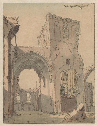 A Ruína do Grote Kerk em Grave de Valentijn Klotz (attributed to)