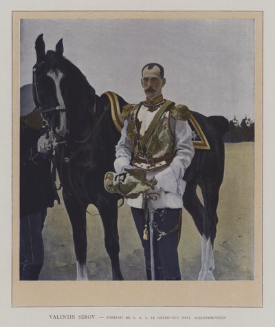 Retrato do Grão-Duque Paul Alexandrovich da Rússia (cor litho) de Valentin Aleksandrovich (after) Serov