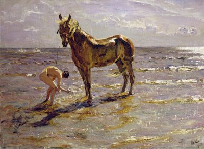 Banhando um cavalo, 1905 de Valentin Aleksandrovich Serov