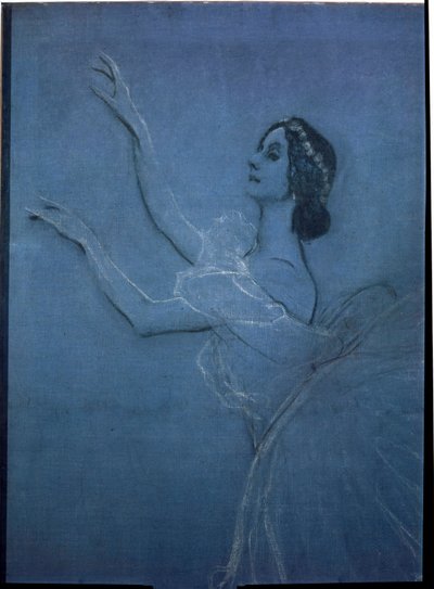 A bailarina Anna Pavlova (1882-1931) no ballet "Sylphides" de Frederic Chopin (1810-1849) (detalhe). Trabalho de Valentin Alexandrovich Serov (1865-1911), tempera e giz sobre tela de Valentin Aleksandrovich Serov