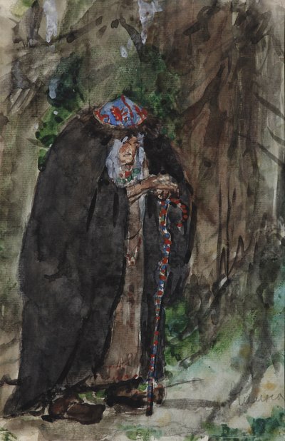 Naina.Costume design para a ópera Ruslan e Lyudmila de M. Glinka de Valentin Aleksandrovich Serov