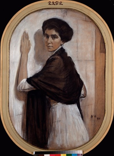 Retrato da Condessa Sofia Olsufyeva. Obra de Valentin Alexandrovich Serov (1865-1911), pastel e sanguíneo sobre papelão de Valentin Aleksandrovich Serov