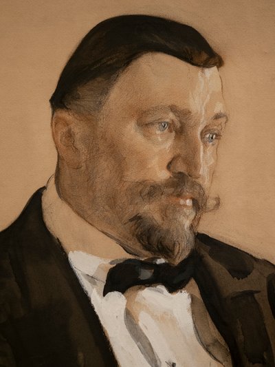 Retrato de Alexey Vikulovich Morozov (detalhe) de Valentin Aleksandrovich Serov
