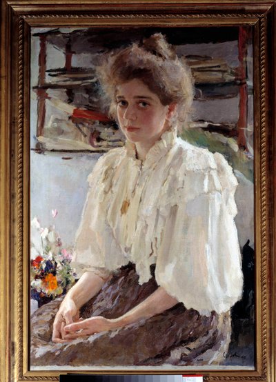 Retrato de Madame Lwoff (1864-1955), nascida Maria Yakovlena Simonovich, prima do artista de Valentin Aleksandrovich Serov