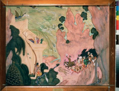 Rideau preparatoire pour le ballet "Sheherazade" (Scheherazade) de Nicolas (Nikolai) Rimsky Korsakov (Rimsky-Korsakov) (1844-1908). Oeuvre de Valentin Alexandrovich Serov (1865-1911), watercolourelle et gouache sur papier de Valentin Aleksandrovich Serov