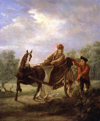 Voltaire numa carroça, c. 1770-1775 (pintura) de Valentin Aleksandrovich Serov