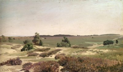 A charneca perto de Wilsede, 1887 (óleo sobre papel a bordo) de Valentin Ruths