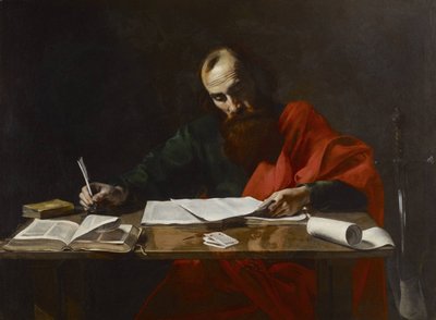 São Paulo Escrevendo Suas Epístolas de Valentin de Boulogne