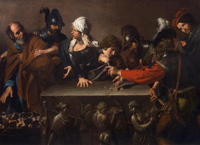 A negação de São Pedro, de Valentin de Boulogne (1591-1632). Óleo sobre tela, c. 1616-1617. Dimensão: 171,5x241 cm. Fundação Roberto Longhi para o Estudo da História da Arte, Florença de Valentin de Boulogne