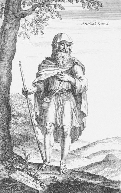 Um druida britânico de Stonehenge por William Stukeley, 1723 de Van Der Gucht