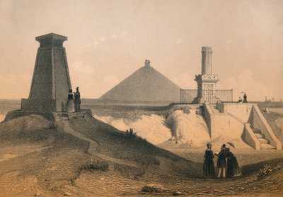 Memoriais de guerra no campo de batalha de Waterloo, Bélgica, meados do século XIX. de Vanderhecht