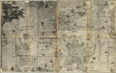 Mapa de 1551 do hemisfério ocidental por Sancho Gutiérrez de Various