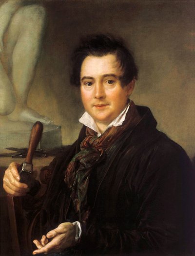 Retrato do escultor Ivan P. Vitali 1794-1855, século XIX. de Vasili Andreyevich Tropinin