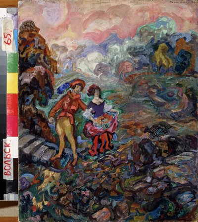 Um conto de fadas. Pintura de Vasili Dmitrievich Millioti (1875-1943), óleo sobre madeira de Vasili Dmitrievich Millioti