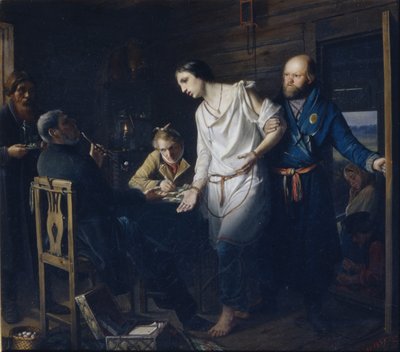 Comissário de Polícia Rural Investigando, 1857 de Vasili Grigorevich Perov