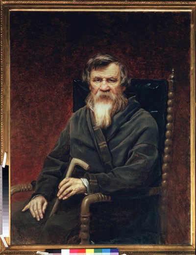 Retrato do historiador e jornalista Mikhail (Michel) Pogodin (1800-1875). Pintura de Vasili (Vasili) Grigoryevich Perov (1834-1882), óleo sobre tela de Vasili Grigorevich Perov