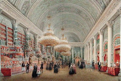 Bazar de Caridade na Câmara de Banquetes do Palácio Yusupov (wc no papel) de Vasili Semenovich Sadovnikov