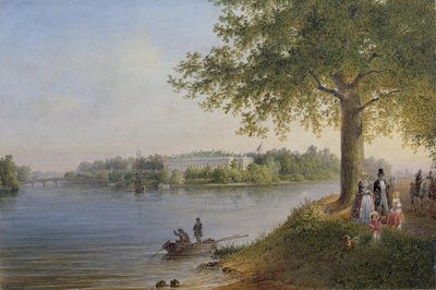 Vista do Palácio Kamennoostrovsky em São Petersburgo, 1847 de Vasili Semenovich Sadovnikov