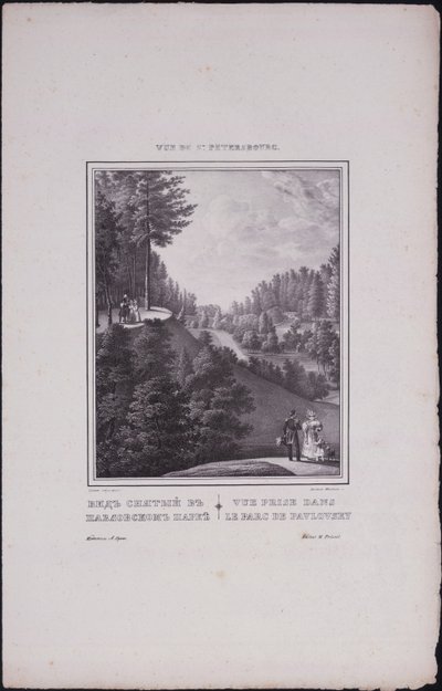 Vistas de São Petersburgo. Vista do parque em Pavlovsk, 1833 de Vasili Semenovich Sadovnikov
