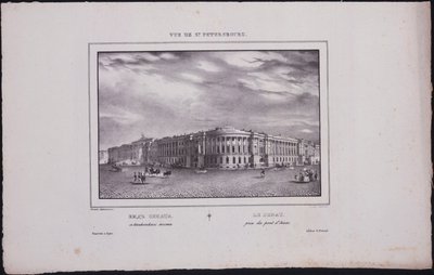 Vistas de São Petersburgo. Vista do prédio do Senado a partir da ponte de Santo Isaacs, 1833 de Vasili Semenovich Sadovnikov