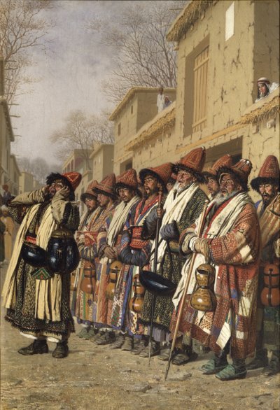 Dervishes Coro pedindo esmola em Tashkent, 1870 de Vasili Vasilievich Vereshchagin