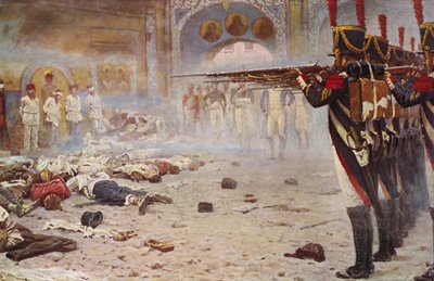 Pelotão de fuzilamento a executar prisioneiros (litografia a cores) de Vasili Vasilievich Vereshchagin