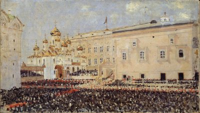 A coroação do imperador Alexandre III no Kremlin de Moscou em 15 de maio de 1883, 1883 de Vasili Vasilievich Vereshchagin