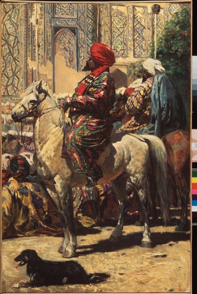 Un cavalier a Samarcande (Uzbequistão) (A Horseman in Samarkand) - Peinture de Vasili Vailyevich Vereshchagin (Vassili Verechtchaguine) (1842-1904), huile sur toile de Vasili Vasilievich Vereshchagin