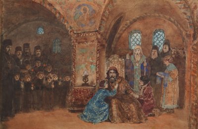 Cenografia da ópera Boris Godunov de M. Musorgsky de Vasilij Dmitrievich Polenov