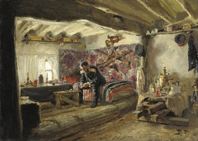 A sede do Regimento Rushchuk de Rushchuk Tsesarevich Alexander Alexandrovich em Brestovets, de Vasilij Dmitrievich Polenov