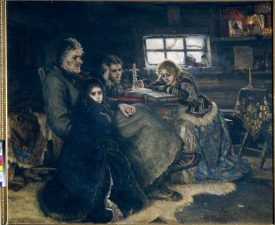 Alexandre Danilovic Menchikov e a sua família no exílio de Vasilij Ivanovic Surikov