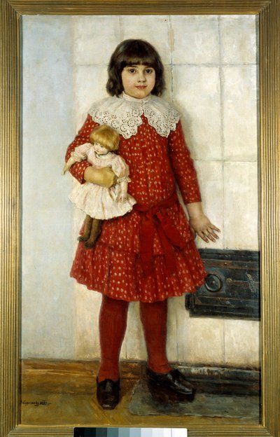 A menina tem a boneca Pintura de Vasilli Ivanovich Surikov (Vasily Surikov ou Vasili Surikov) (1848-1916) 1888 Moscou. Galeria Tretyakov de Vasilij Ivanovic Surikov