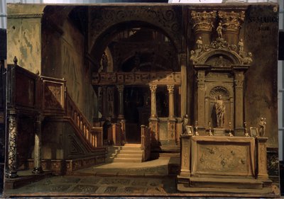 Interieur de la basilique Saint Marc a Venise (Italie) (Interior da Basílica de São Marcos em Veneza). Peinture de Vasili Grigorievich Khudyakov (1826-1871). Huile sur toile, 29,5 x 41 cm de Vasily Grigorievich Khudyakov