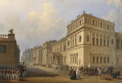 Vista do novo Hermitage pela rua Millionnaya de Vasily Semyonovich Sadonikov