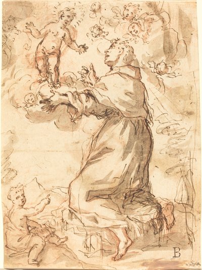 O Menino Jesus Aparecendo a São Francisco de Venetian 17th Century